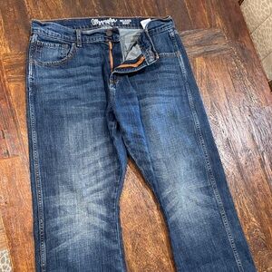 Wrangler Men's Dark Blue Relaxed Jeans Boot Cut LIKE NEW! 34x30